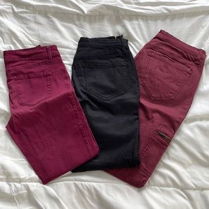 Lot of 3 pants Bongo Mudd size 7 Maroon Black Skinny